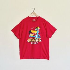 NEW BRKFST Slurp Cereal Cartoon Bird Promo Red T Shirt Adult size XL